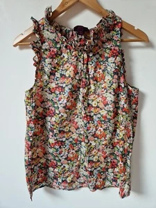 J Crew Liberty Blumenmuster Rüsche Rand Detail Baumwolle Bluse Top Größe 6 8 - Bild 1 von 7
