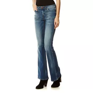 $285 Authentic DIESEL Women's Distressed Faded Bootcut Fit Sandyb-Patch Jeans - Picture 1 of 12