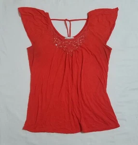 French Laundry Damen 14/16 orange Oberteil Flügelärmel Pailletten Applikation - Bild 1 von 6