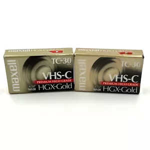 Coppia nastri cassette MAXELL TC-30 VHS-C HGX-Gold Premium alta qualità - SIGILLATI, NUOVI - Foto 1 di 8