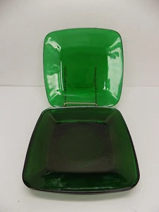 Set of 4 Anchor Hocking Forest Green Glass Charm 8-3/8" Plates *** - Picture 1 of 5