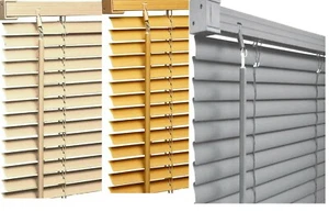 PVC Venetian Blinds Teak Grey Or Cream Wooden Grain Effect Window Blinds - Picture 1 of 4