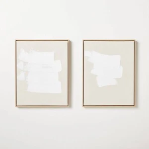 Thresholded Studio McGee Minimalist Canvas Wall Art Set of 2 16x20" White - Picture 1 of 3