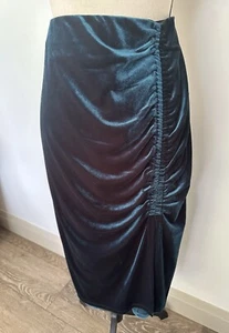 Laundry by Shelli Segal Green Velvet Midi Skirt Womens M NWOT - Imagen 1 de 6