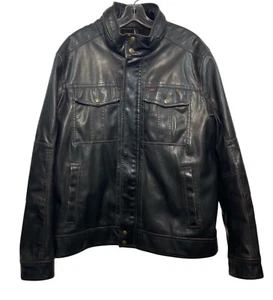 LEVI STRAUSS CO Bomber Jacket Mens Size XL Brown Faux Leather Fleece Lined - Picture 1 of 12