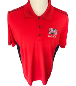 Russell Ole Miss Rebels Vintage rot bestickt Poloshirt Herren Large - Bild 1 von 6
