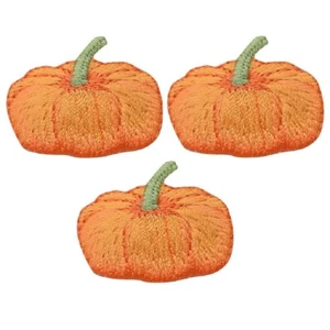 Pumpkin Applique Patch - Halloween, Thanksgiving Badge 1-3/8" (3-Pack, Iron on) - Picture 1 of 1