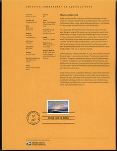 US Scott #SP1631 USPS Souvenir Page for Stamp #4121 Oklahoma City, OH Statehood - Picture 1 of 1