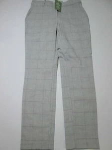 NWT H&M Womens Size 6 Chino Pants Gray Check Zipper Front Pockets Elastic Waist - Picture 1 of 8