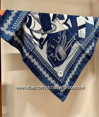 Aztec Print 70% Cashmere 30% Silk Collar Scarf Double Face Square Necktie 26" - Image 1 of 4