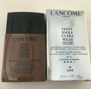 Lancôme Teint Idole Ultra Wear fondotinta nudo opaco copertura leggera 16 caffè - Foto 1 di 3