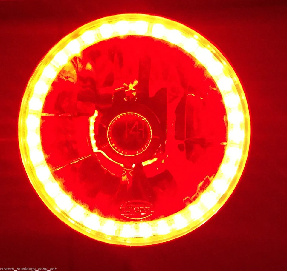 RED Halo H4 Headlight x2 Angel Eye Ford F100 F250 F350 Maverick Mercury Fairlane - Imagem 1 de 1