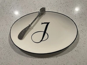 Mud Pie Monogrammed Initial T Tray & Spreader - Picture 1 of 3