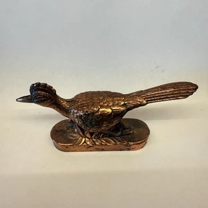 Vintage Metal Roadrunner Figure Bronze Copper Tone Patina 5" long 2" tall Japan - Picture 1 of 7