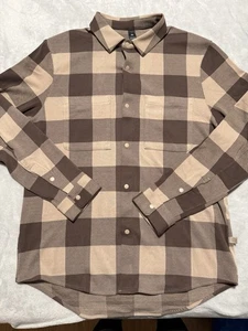 Lululemon Soft Knit Overshirt Color: Check Plaid Nutmeg Dark Chestnut Size: LG - Picture 1 of 5