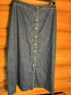 Cabin Creek женщин 3XL синий джинсовой ткани трапециевидная юбка миди винтажный повседневный скромный - Изображение 1 из 4