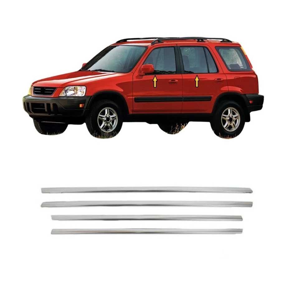 Window Frame Trim Chrome Cover For Honda CR-V 1996-2001 4 PCS Stainless Steel - Image 1 of 1