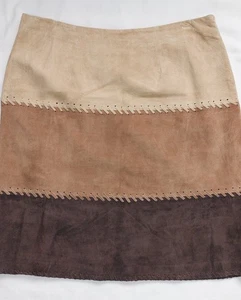 Madison Studio DAMEN CREME BEIGE BRAUN SCHWEIN WILDLEDER 22" langer ROCK GRÖSSE 16 GEFÜTTERT - Bild 1 von 9