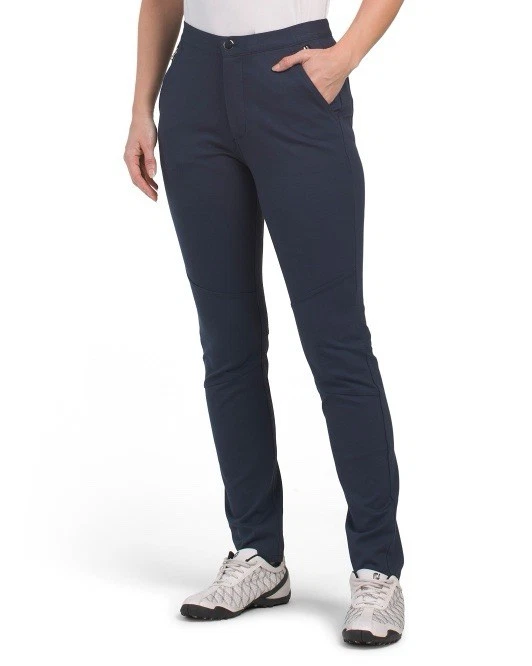 G/Fore G4 Womens Golf Pants Slim Leg Stretch Moto 2 Blue Rayon Spandex