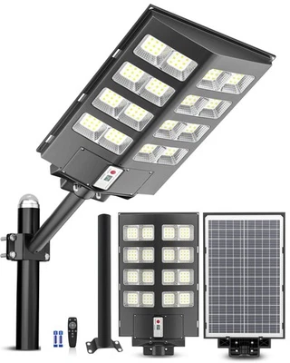 PFCTART 9900000000LM 1000W Commercial LED Solar Street Light Dusk to Dawn Road Lamp IP67