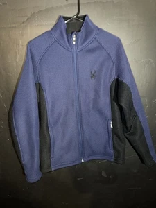 Spyder Damen Small Size Core Ribbed Sweater Jacket Full Zip Up Blau Schwarz - Bild 1 von 8