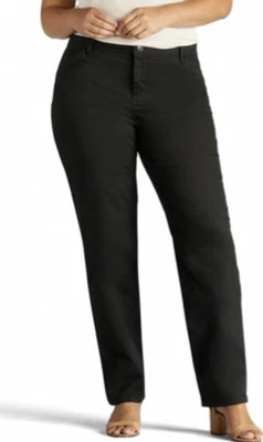 Pantalones Lee para mujer 20W calce relajado todo el día pierna recta elásticos tiro medio plus negros Foto 1 de 4