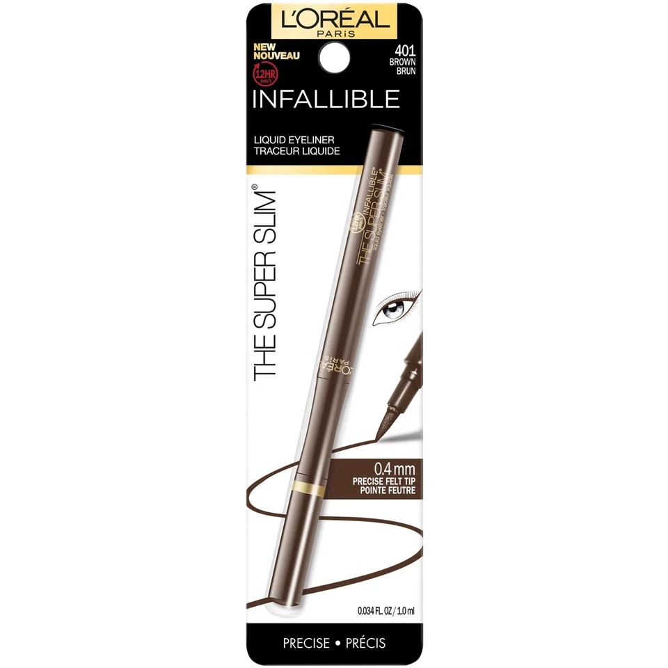 L'oreal Infallible The Super Slim Liquid Eyeliner 401 Brown Long-Lasting Sleek - Image 1 of 1