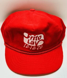 Vintage Frito Lay Hat Strapback Red Corduroy 1970 Great Condition Rope Brim - Picture 1 of 7