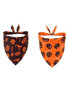 Halloween Pumpkin Dog Bandana Neckerchief Neck Tie Scarf Slip On Collar - Picture 1 of 10