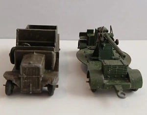 Dinky Toy military 151B 6 wheel truck and 161B AA gun. Play worn. - Picture 1 of 8