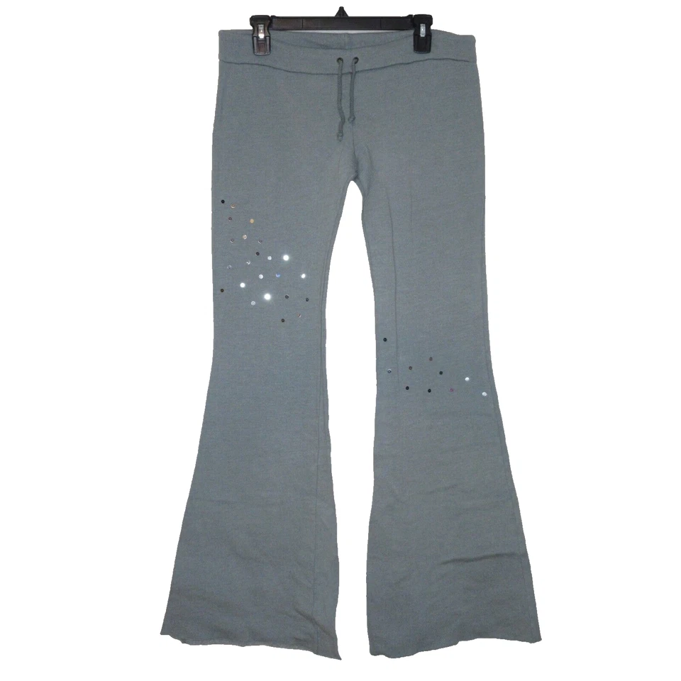 Primp Women's Bell Bottom Sequin Embellished Gray Sweatpants M B6 - Image 1 of 4