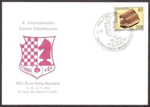 Germany-DDR 1976 Chess postmark CKM 549 Halle-Neustadt Int. Woman Tournament - Picture 1 of 1