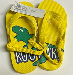 KLEINKIND UNISEX M 7/8 KATZE & JACK RÜCKENRIEMEN DINO BRÜLLEN FLIP FLOP SANDALEN, GELB - Bild 1 von 1