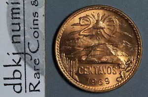 1969 Mexico -  20 Centavos - KM 440 - Choice to Gem Uncirculated - Red - Picture 1 of 3