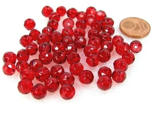 Glasperlen 60 Stück Perlen Glasperlen facettiert  rund  rot  6 mm - Bild 1 von 1