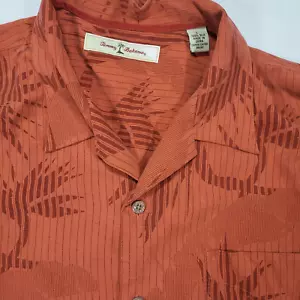 Camicia da campeggio Tommy Bahama uomo grande arancione 100% seta hawaiana manica corta - Foto 1 di 7