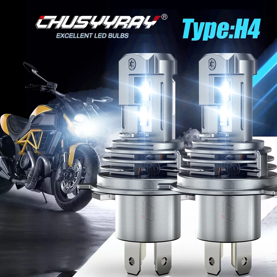 For Motorcycle H4 6500K LED Hi-Lo Beam Front Light Bulb Super Bright Headlight - Image 1 of 4
