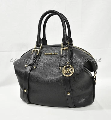 NWT Michael Kors Bedford Belted Medium Leather Satchel/Shoulder Bag in  Black - Image 1 of 4