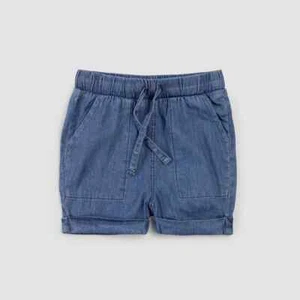 Miles the Label Chambray Woven Shorts Boys' 6Y Blue Side Pockets Elastic Waist - Picture 1 of 17