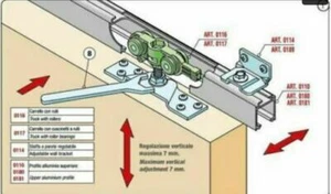 BINARIO E KIT DELLA TERNO SCORREVOLI PORTATA KG 80 PER PORTA SCORREVOLE - Foto 1 di 7