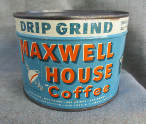 VINTAGE MAXWELL HOUSE COFFEE TN 1 POUND KEY-WIND CAN SEALED FULL RARE VARIATION