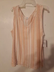 Womens Time And Tru Size L 12-14 Core Striped Tank NWT - Picture 1 of 5