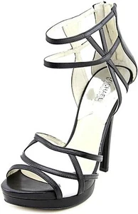 Michael Kors Jaida Back Zip Cut Out Platform Heel Dress Shoe Black/Silver - Picture 1 of 5