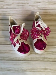 NWOT Girls JoJo Siwa Sequin Flip High Tops Stars Hot Pink Bows Size 3 NEW  - Picture 1 of 6