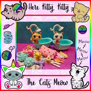 Littlest Pet Shop LPS Authentic #47 & #134 Kätzchen Katzen Badewanne Spa Acc Lot - Bild 1 von 13