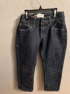 Levis 511 Youth Size 8 Slim Stretch Dark Wash Blue Denim Adjustable Waist - Picture 1 of 8