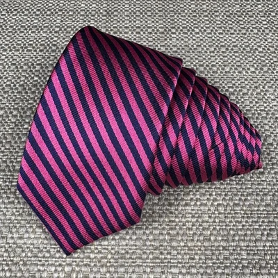 Corbata ajustada a rayas rosa negra J Crew para hombre 60" x 2 1/2" hecha en EE. UU. Foto 1 de 4