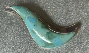 Vintage Chinese Larimar Sterling 925 Navajo Turquoise Pendant (CJ) (J-5) - Picture 1 of 5