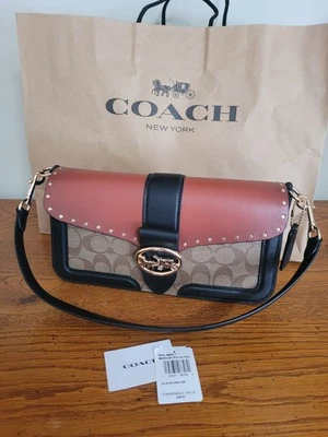 Coach Georgie Women's Shoulder Bag Crossbody Gold/Khaki/Terracotta (5605) - Image 1 of 4