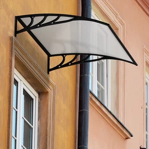 40"x 40" Window Awning Door Canopy Outdoor Polycarbonate Front Door Black - Picture 1 of 8